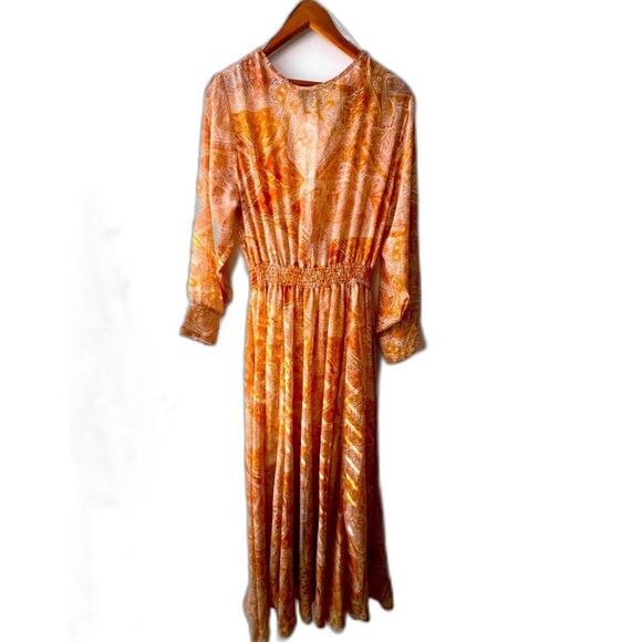 Kate & Lily women's deep V neck long sleeve maxi chiffon dress sz 14 - Picture 7 of 8